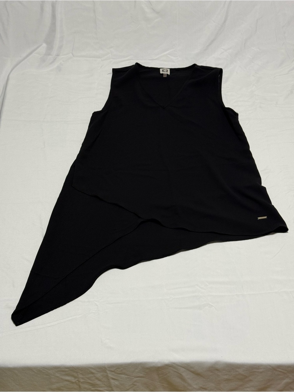 Anne Klein Black Asymmetrical Sleeveless Tank Top Size Small